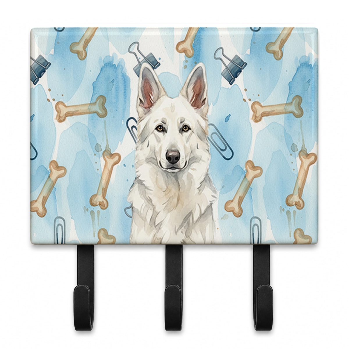 DAC9307TH68 9 x 6 in. White German Shepherd Coworker Leash or Key Holder