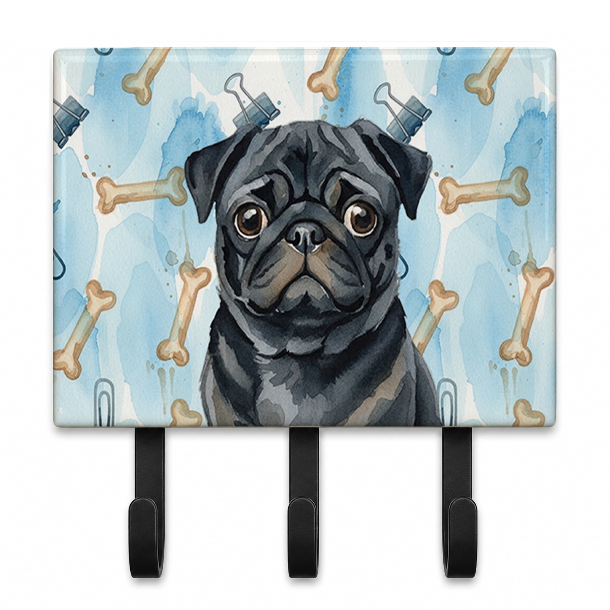 DAC9442TH68 9 x 6 in. Black Pug Coworker Leash or Key Holder