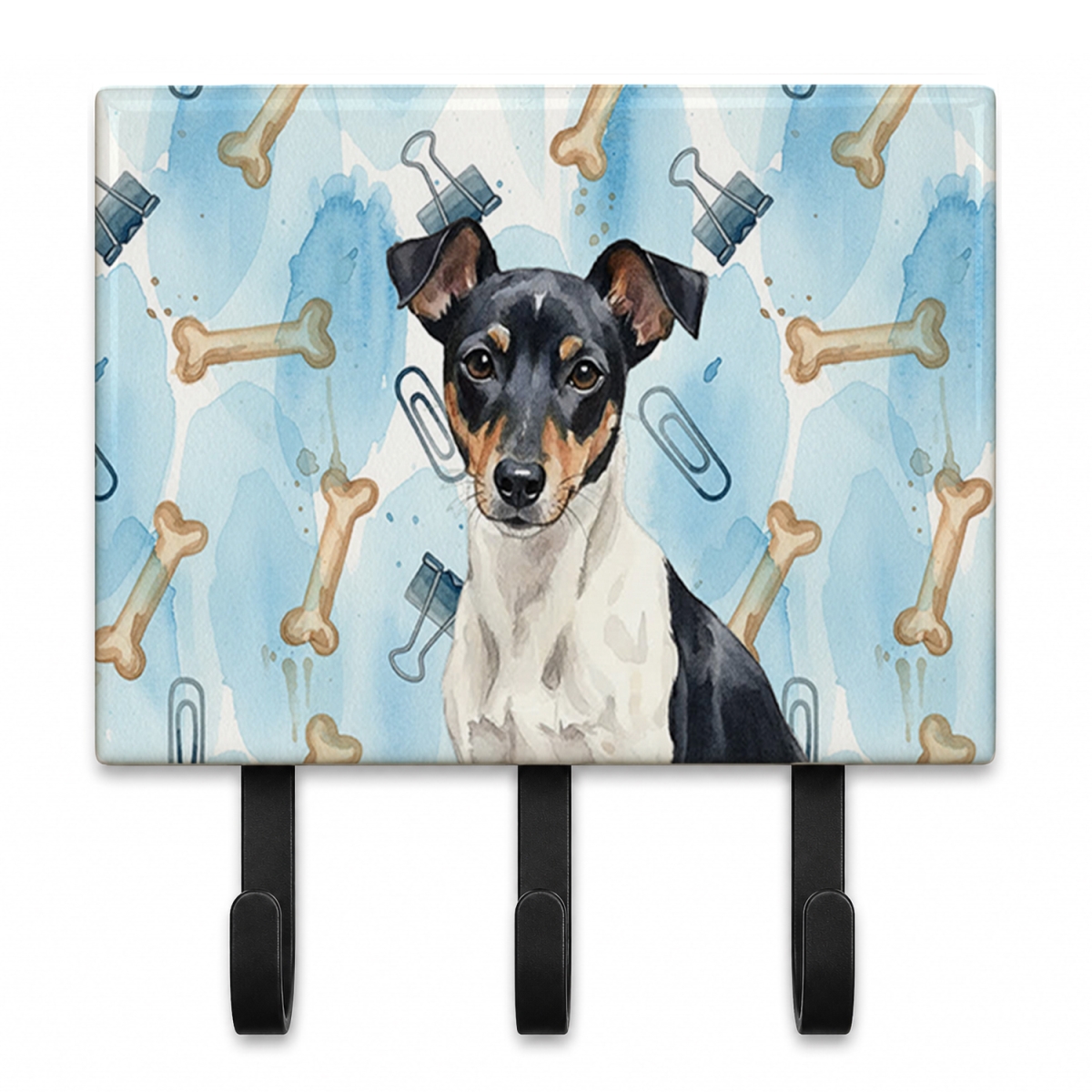 DAC9444TH68 9 x 6 in. Black & White Rat Terrier Coworker Leash or Key Holder