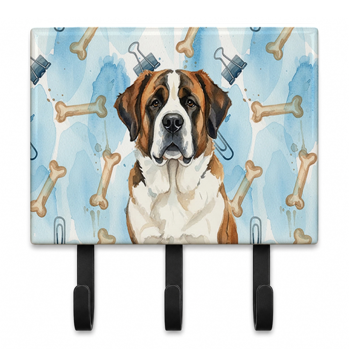 DAC9453TH68 9 x 6 in. Brindle & White Saint Bernard Coworker Leash or Key Holder