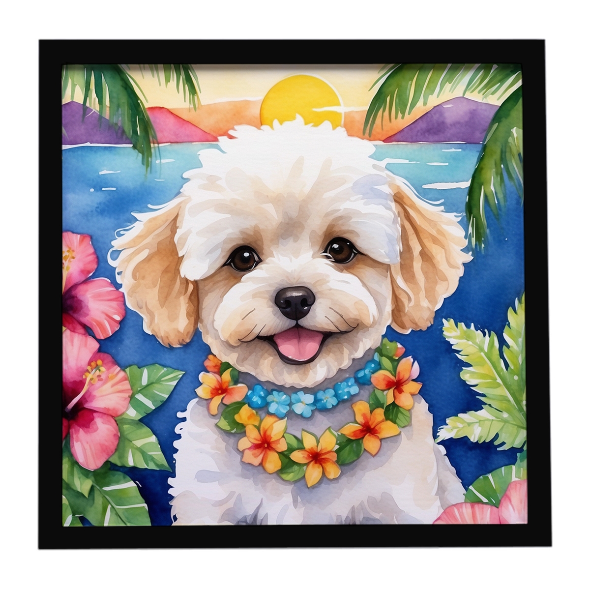 DAC6473MFP88 8 x 8 in. Maltipoo Luau Framed Metal Print