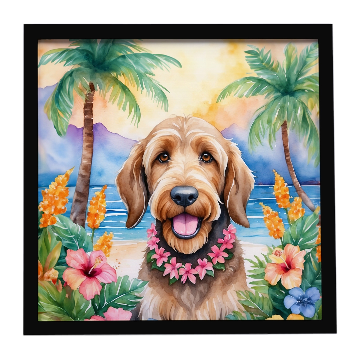 DAC6485MFP88 8 x 8 in. Otterhound Luau Framed Metal Print