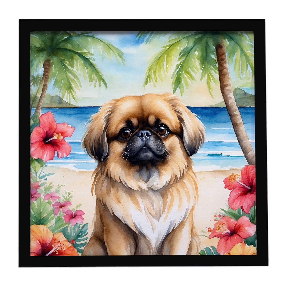 DAC6488MFP88 8 x 8 in. Pekingese Luau Framed Metal Print