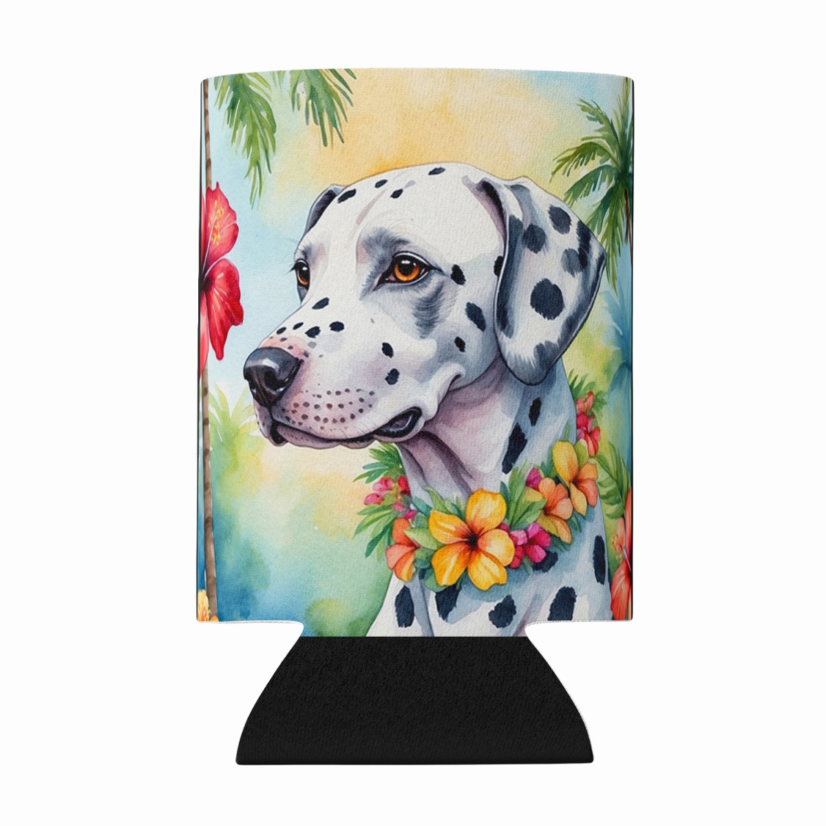 DAC6421CC 5 x 3 in. Dalmatian Luau Can or Bottle Hugger