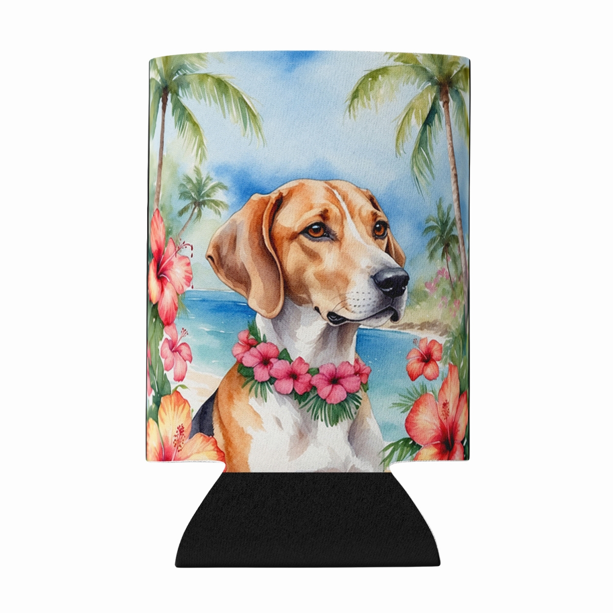 DAC6428CC 5 x 3 in. English Foxhound Luau Can or Bottle Hugger