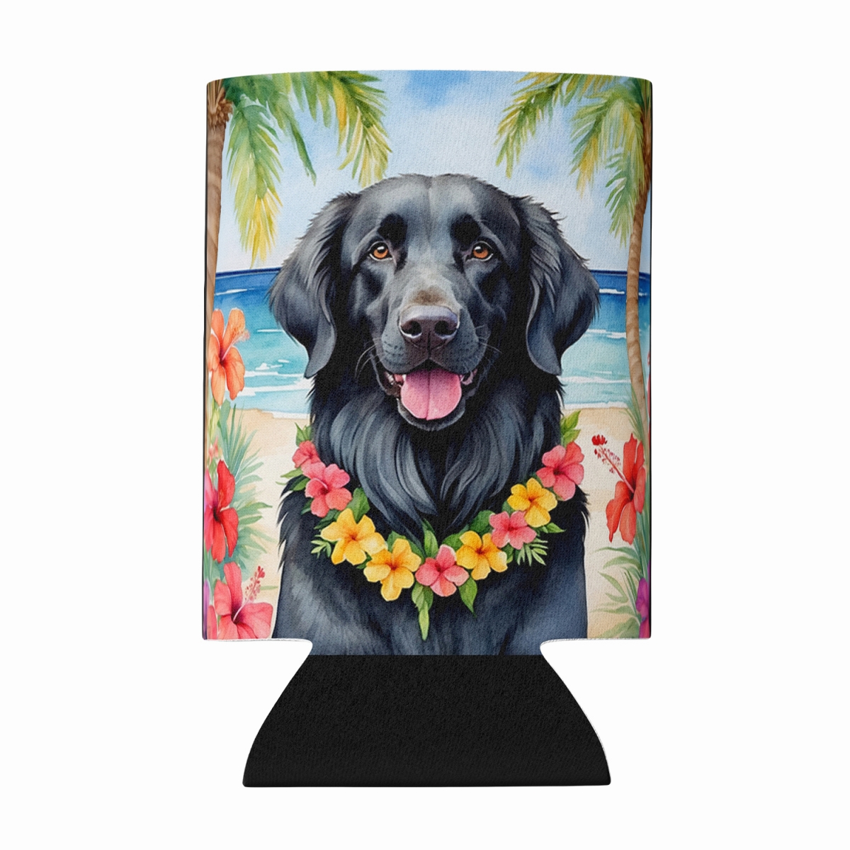 DAC6432CC 5 x 3 in. Flat-Coated Retriever Luau Can or Bottle Hugger