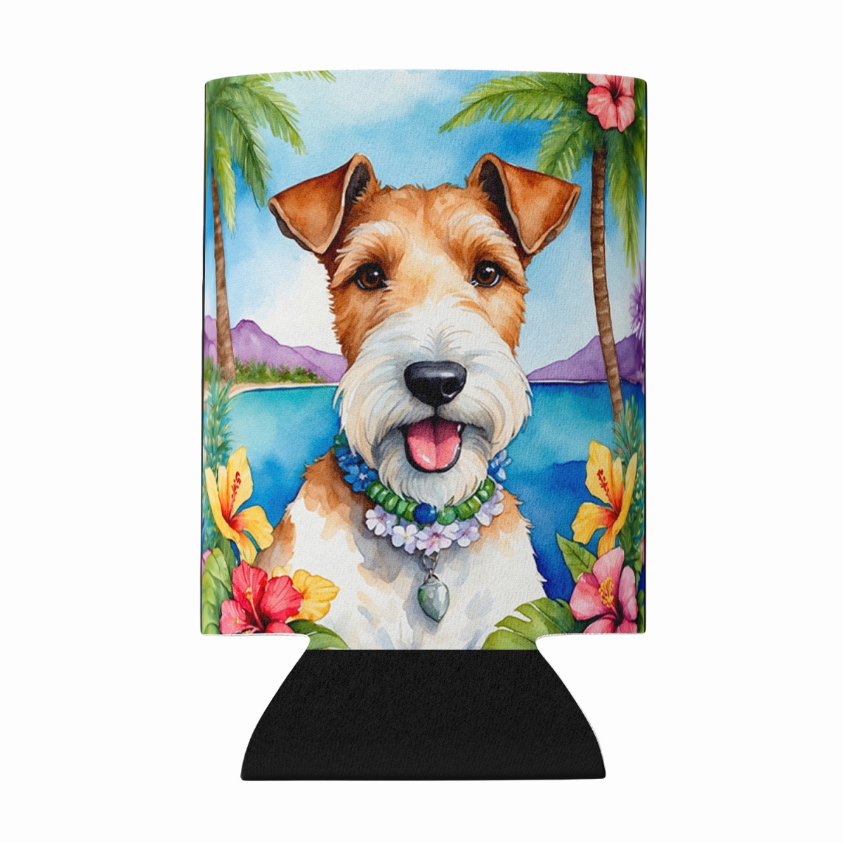 DAC6434CC 5 x 3 in. Fox Terrier Luau Can or Bottle Hugger
