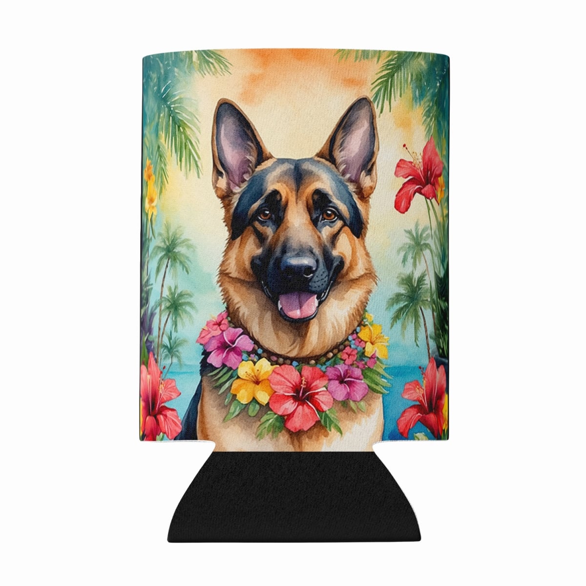 DAC6437CC 5 x 3 in. German Shepherd Luau Can or Bottle Hugger