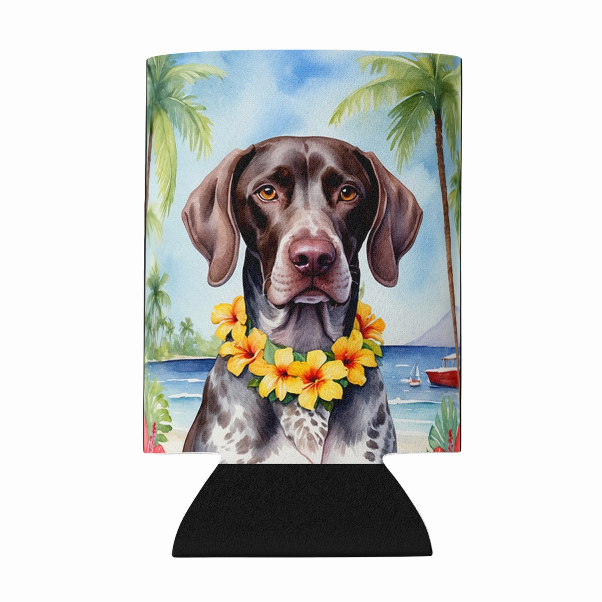 DAC6439CC 5 x 3 in. German Shorthaired Pointer Luau Can or Bottle Hugger