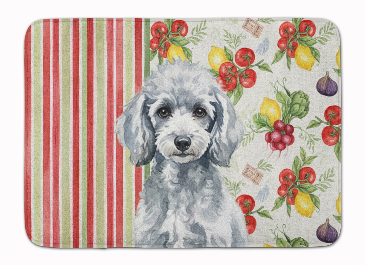 WDK8367RUG 19 x 27 in. Miniature Silver Poodle Vegetables Memory Foam Kitchen Mat