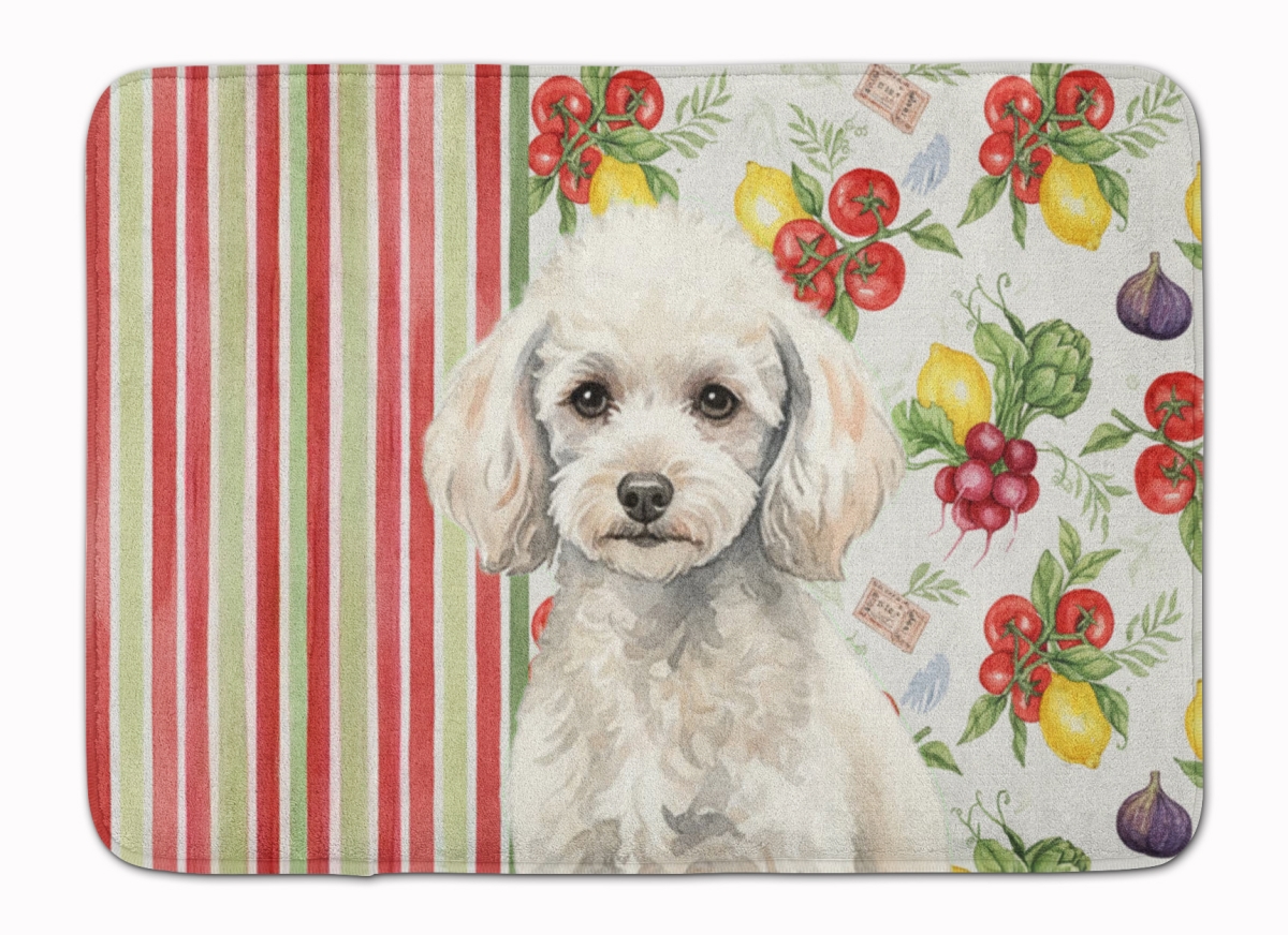 WDK8368RUG 19 x 27 in. Miniature White Poodle Vegetables Memory Foam Kitchen Mat