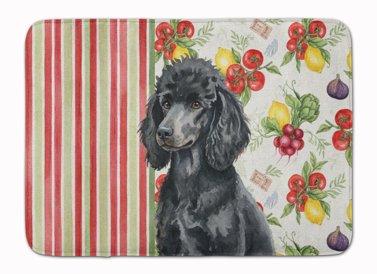 WDK8369RUG 19 x 27 in. Standard Black Poodle Vegetables Memory Foam Kitchen Mat