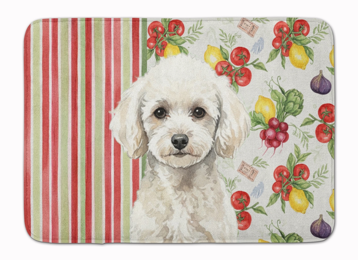 WDK8377RUG 19 x 27 in. Toy White Poodle Vegetables Memory Foam Kitchen Mat