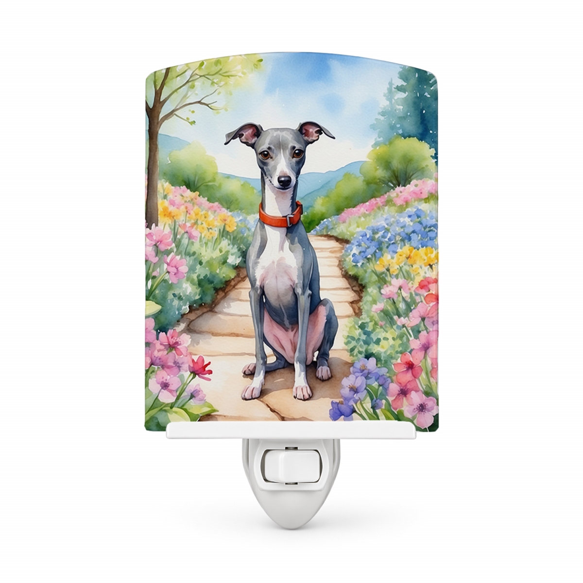 DAC6652CNL 6 x 4 in. Italian Greyhound Spring Path Ceramic Night Light