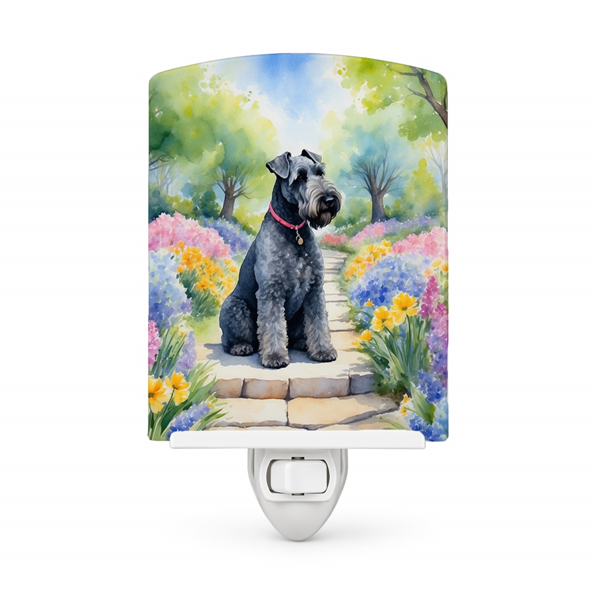 DAC6657CNL 6 x 4 in. Kerry Blue Terrier Spring Path Ceramic Night Light