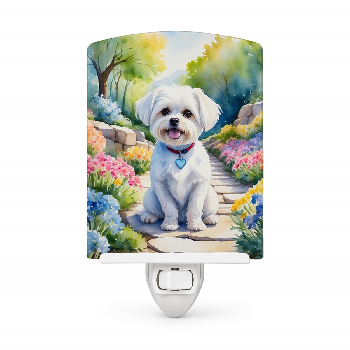 DAC6668CNL 6 x 4 in. Maltese Spring Path Ceramic Night Light