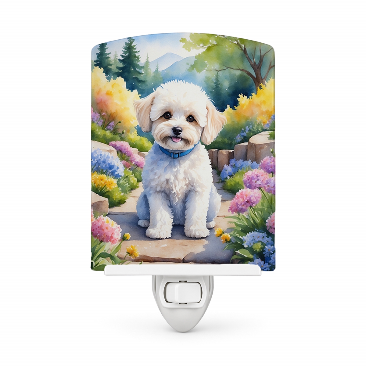 DAC6669CNL 6 x 4 in. Maltipoo Spring Path Ceramic Night Light
