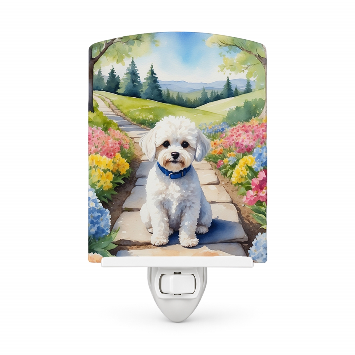 DAC6670CNL 6 x 4 in. Maltipoo Spring Path Ceramic Night Light
