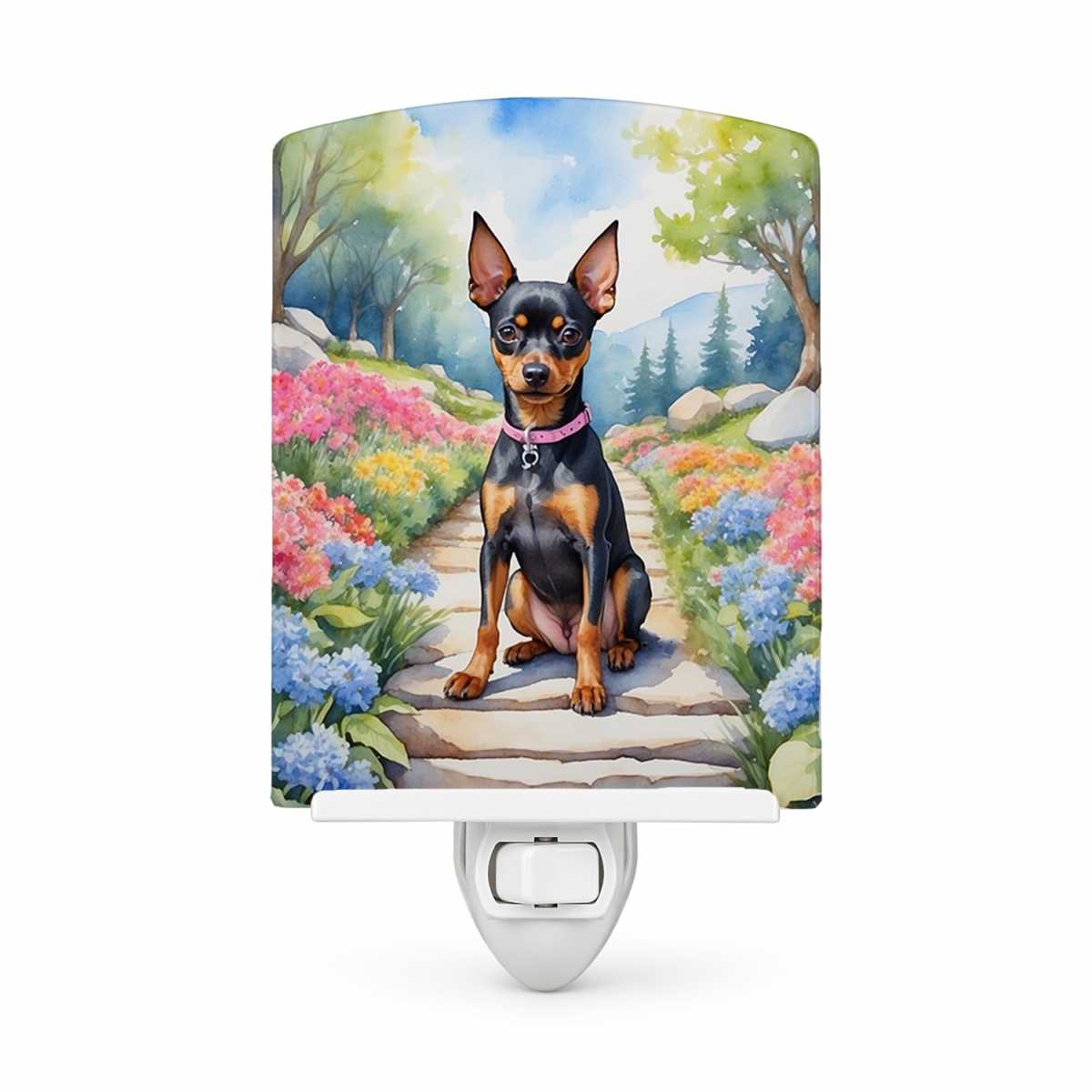 DAC6673CNL 6 x 4 in. Miniature Pinscher Spring Path Ceramic Night Light