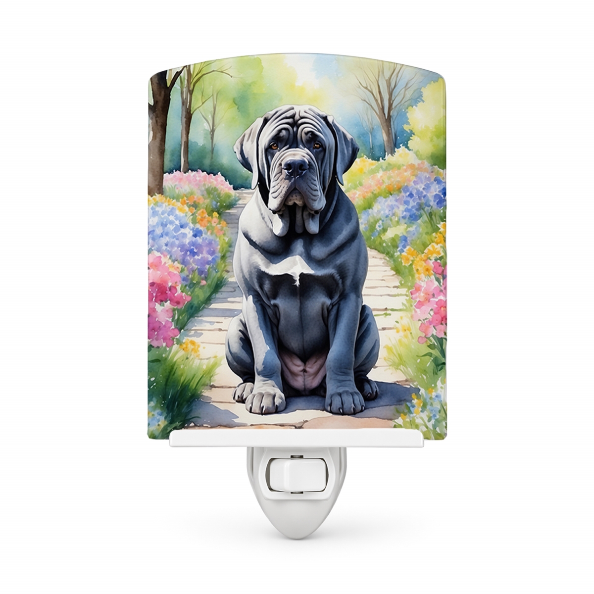 DAC6674CNL 6 x 4 in. Neapolitan Mastiff Spring Path Ceramic Night Light