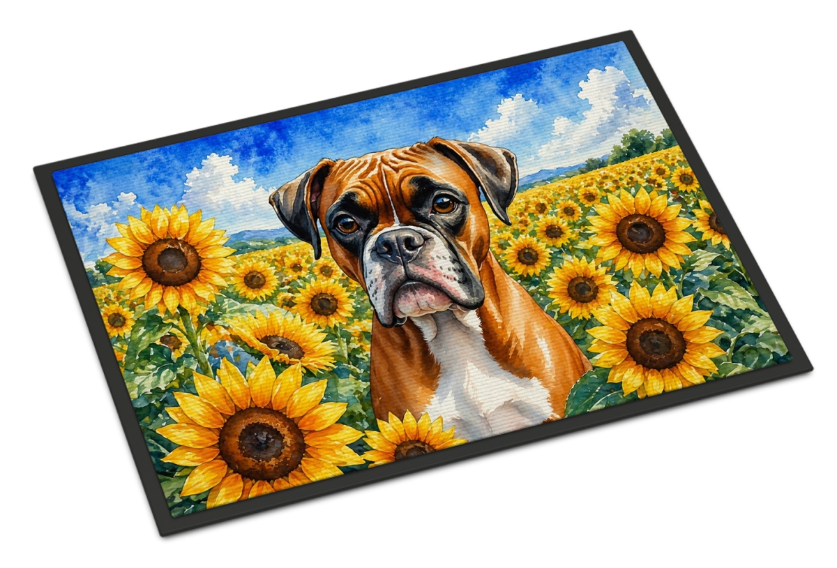 DAC6037JMAT 24 x 36 in. Boxer in Sunflowers Doormat