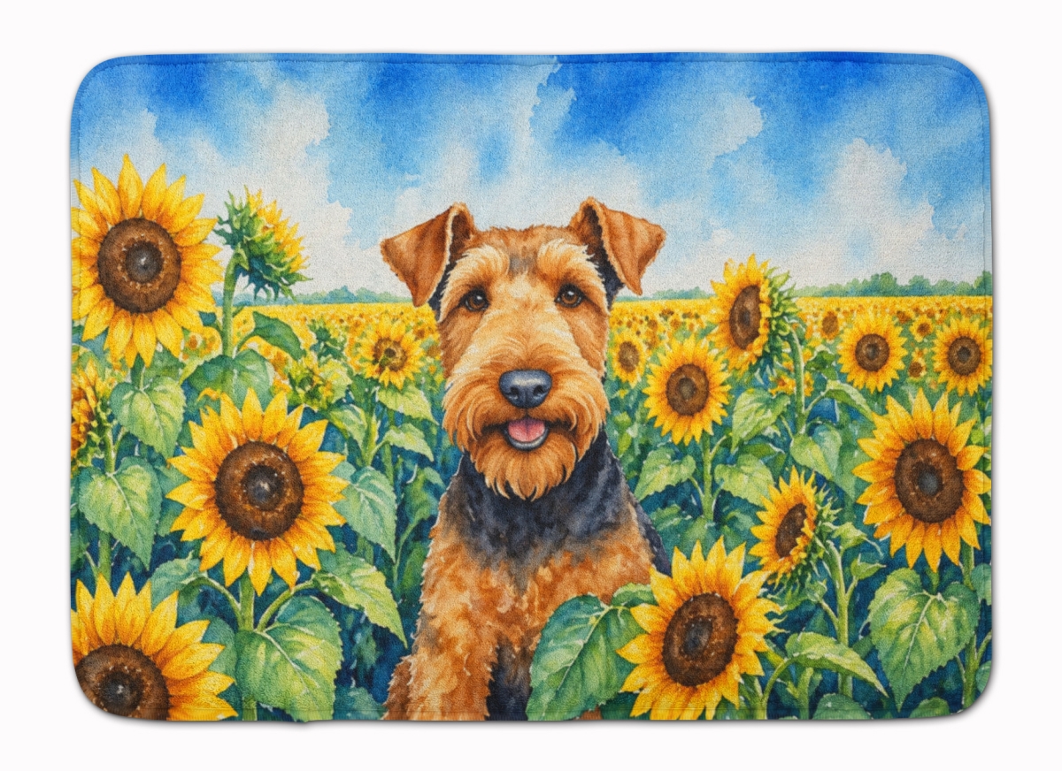 DAC6002RUG 19 x 27 in. Airedale Terrier in Sunflowers Memory Foam Kitchen Mat