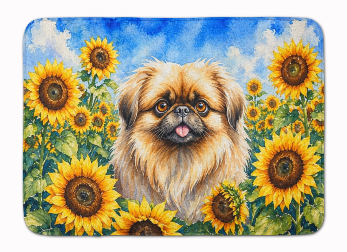 DAC6132RUG 19 x 27 in. Pekingese in Sunflowers Memory Foam Kitchen Mat