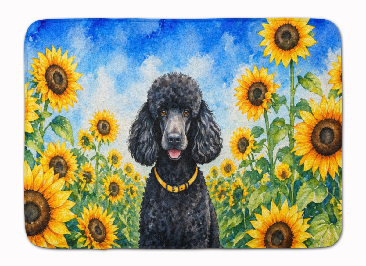DAC6138RUG 19 x 27 in. Black Poodle in Sunflowers Memory Foam Kitchen Mat