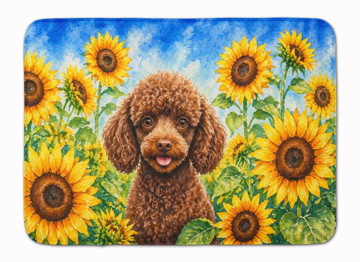 DAC6139RUG 19 x 27 in. Chocolate Poodle in Sunflowers Memory Foam Kitchen Mat