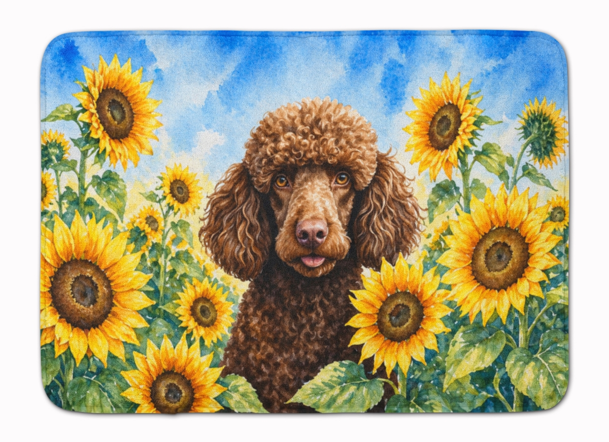 DAC6140RUG 19 x 27 in. Chocolate Poodle in Sunflowers Memory Foam Kitchen Mat