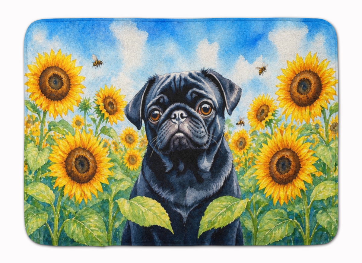 DAC6144RUG 19 x 27 in. Pug in Sunflowers Memory Foam Kitchen Mat