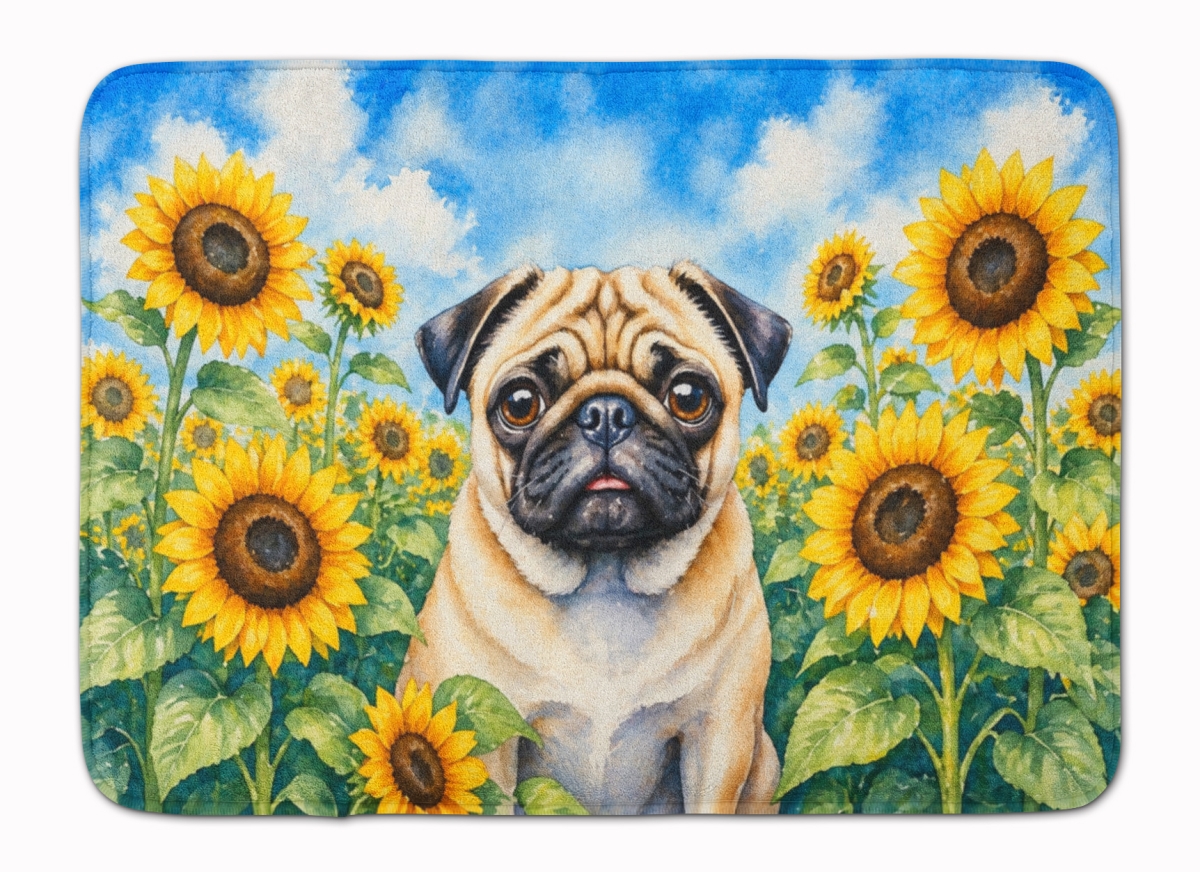 DAC6145RUG 19 x 27 in. Pug in Sunflowers Memory Foam Kitchen Mat