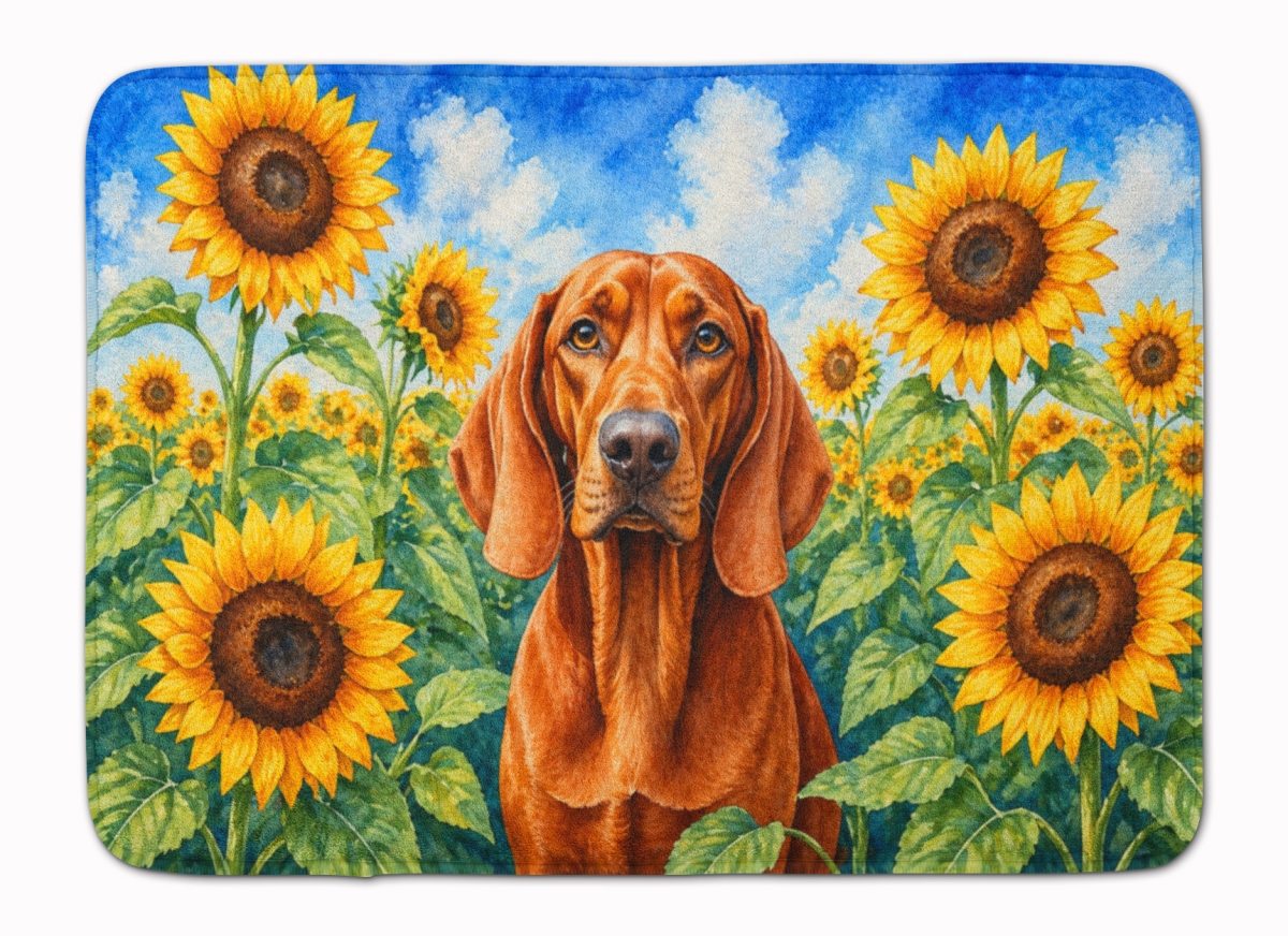 DAC6148RUG 19 x 27 in. Redbone Coonhound in Sunflowers Memory Foam Kitchen Mat
