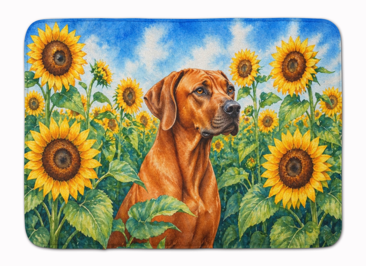 DAC6149RUG 19 x 27 in. Rhodesian Ridgeback in Sunflowers Memory Foam Kitchen Mat
