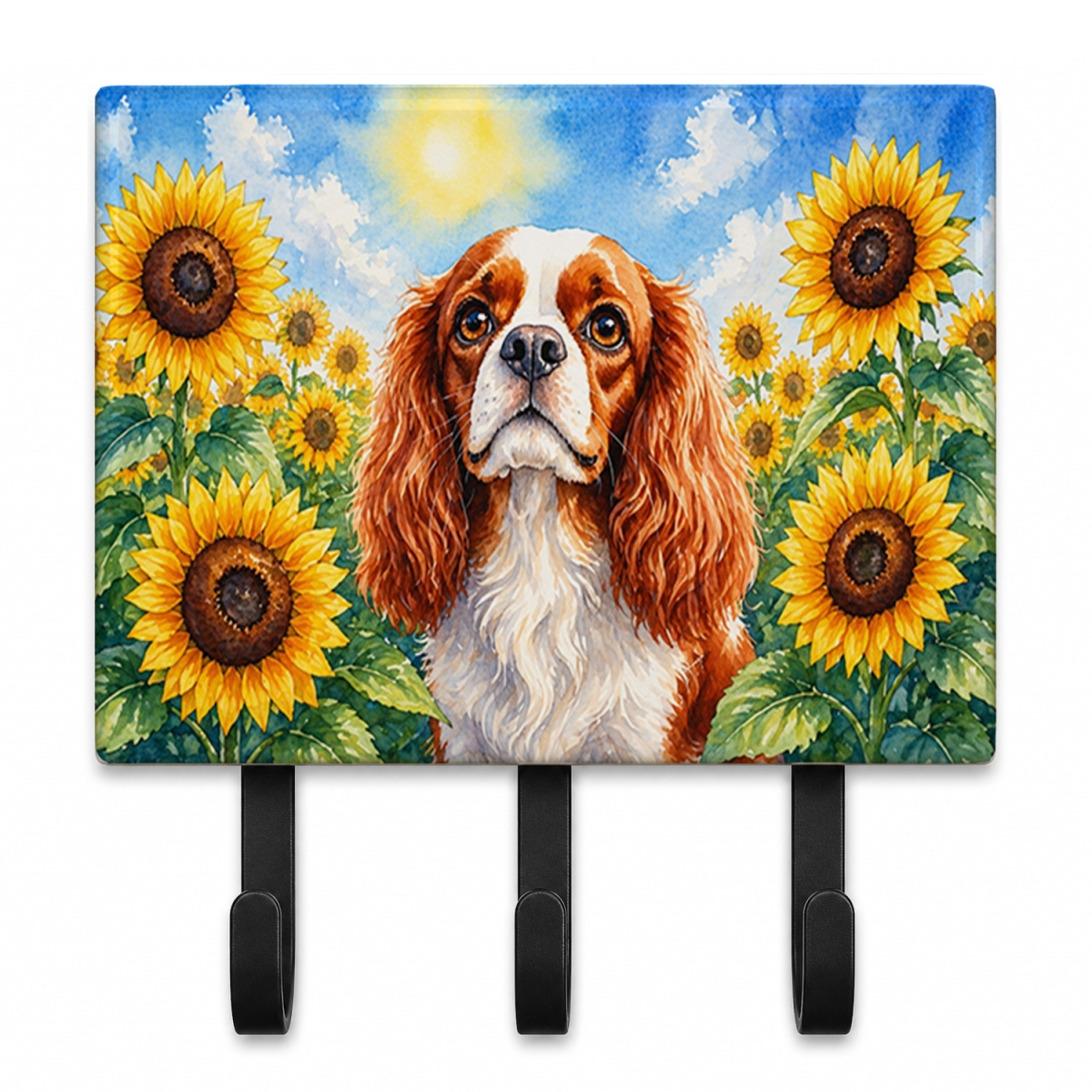 DAC6047TH68 9 x 6 in. Cavalier Spaniel in Sunflowers Leash or Key Holder