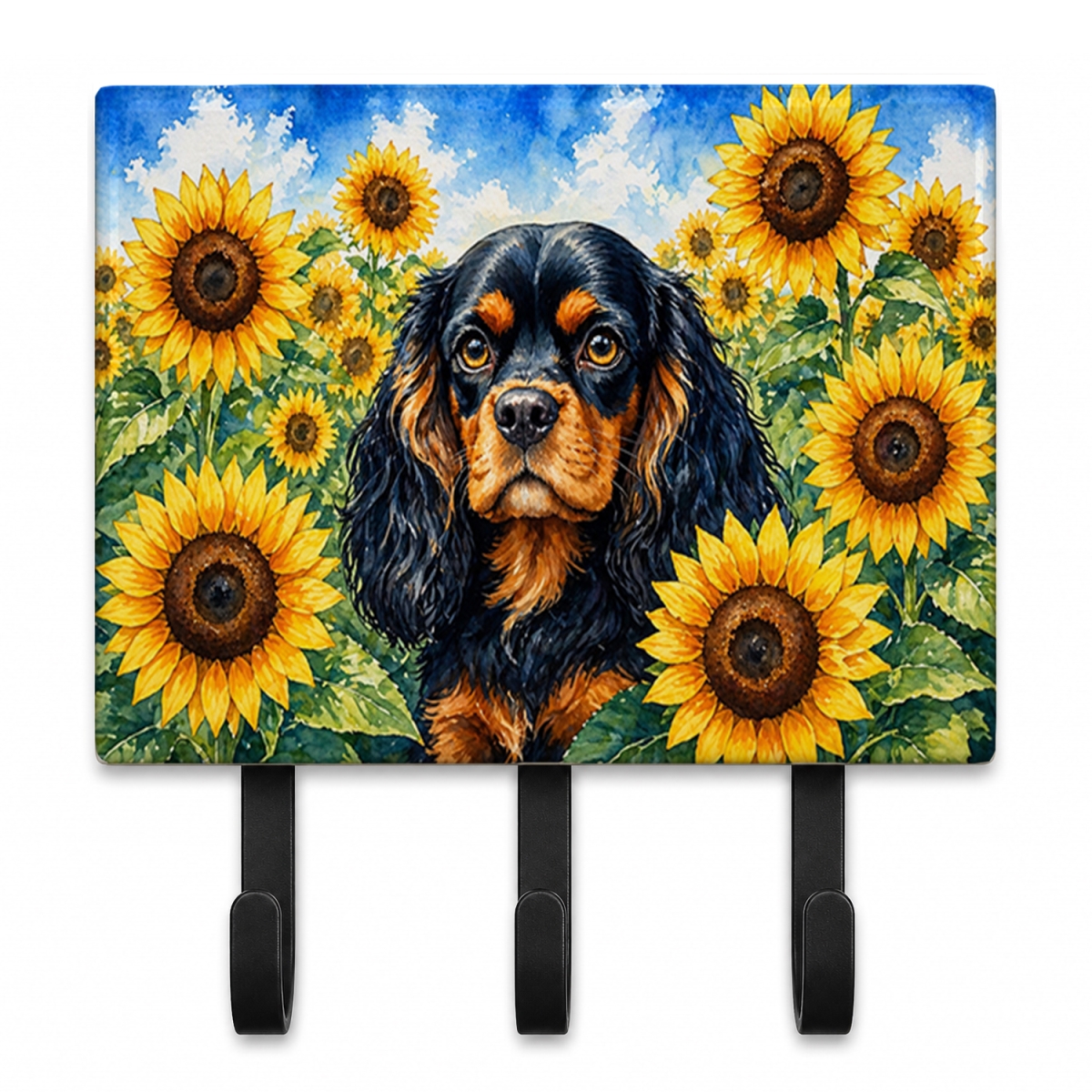 DAC6048TH68 9 x 6 in. Cavalier Spaniel in Sunflowers Leash or Key Holder
