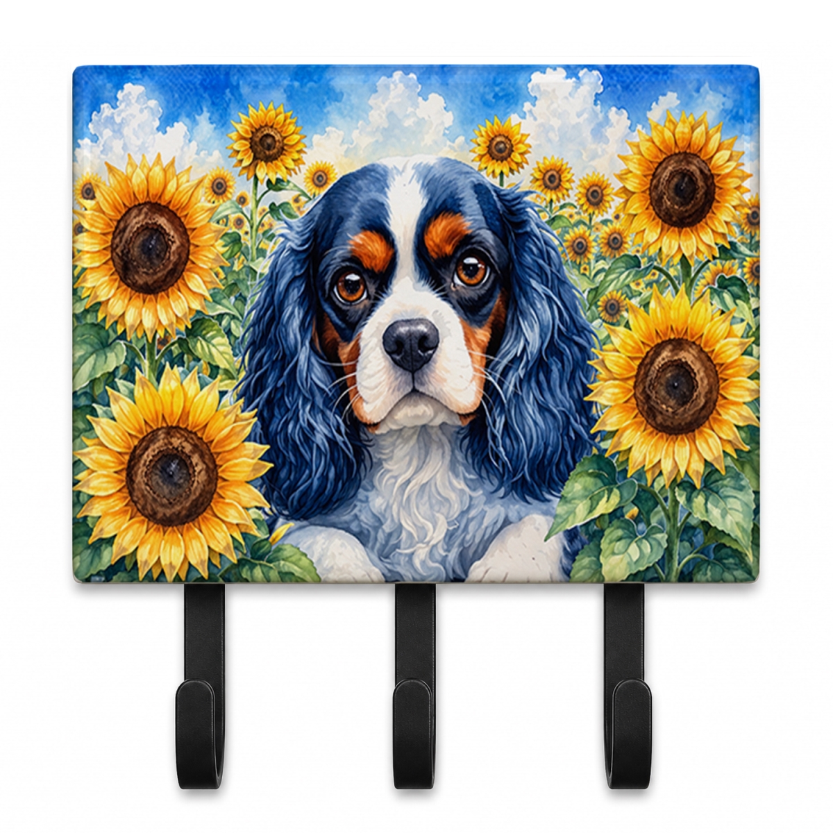 DAC6049TH68 9 x 6 in. Cavalier Spaniel in Sunflowers Leash or Key Holder