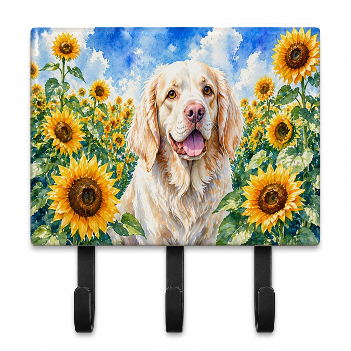 DAC6056TH68 9 x 6 in. Clumber Spaniel in Sunflowers Leash or Key Holder