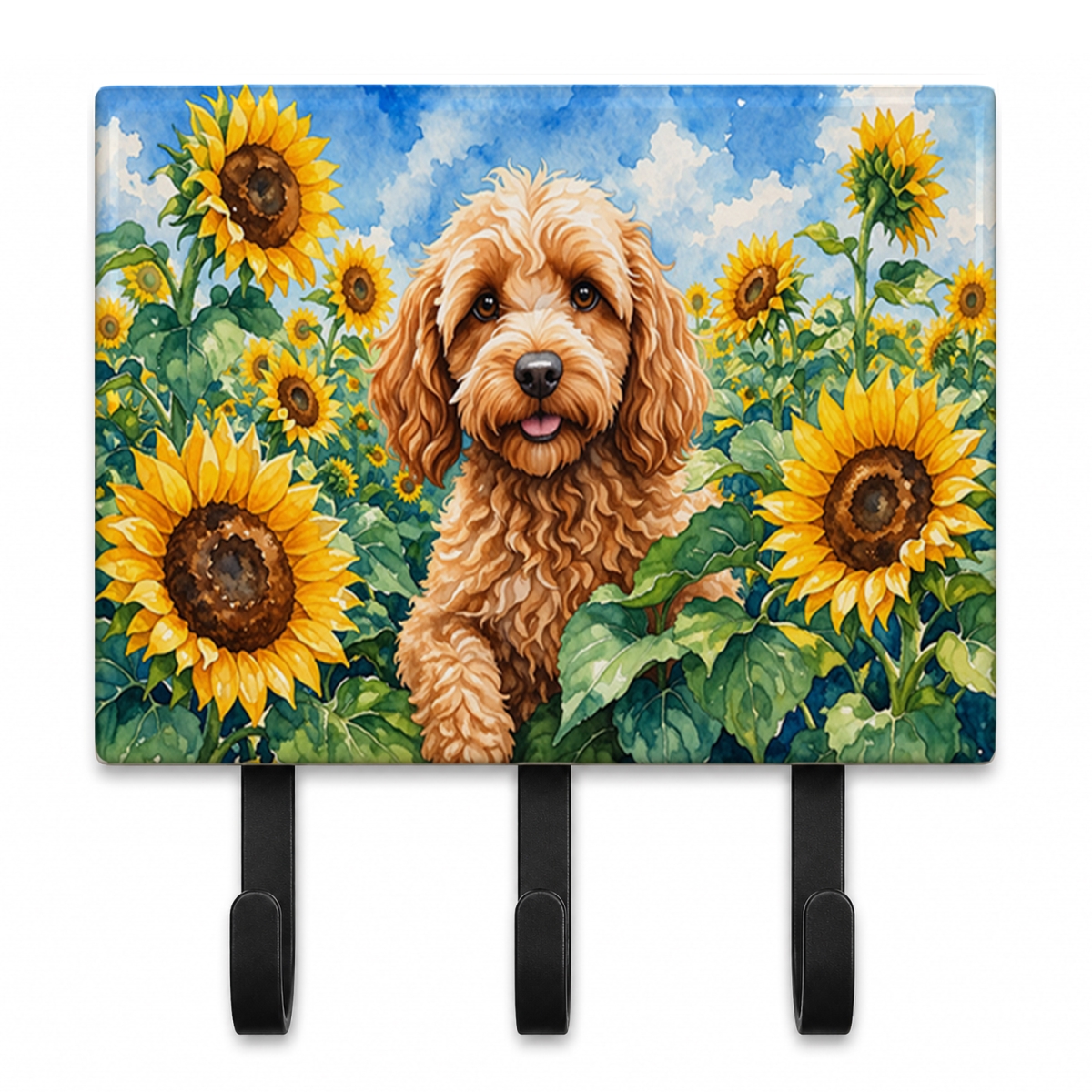 DAC6057TH68 9 x 6 in. Cockapoo in Sunflowers Leash or Key Holder