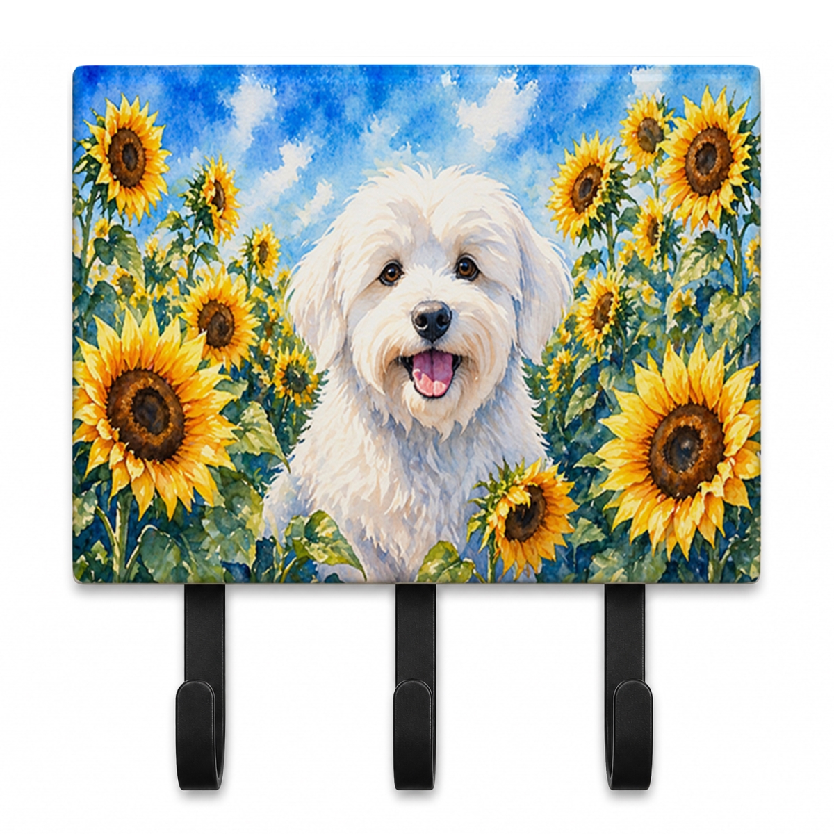 DAC6063TH68 9 x 6 in. Coton De Tulear in Sunflowers Leash or Key Holder