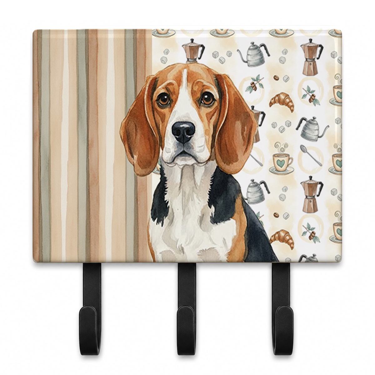 WDK7299TH68 9 x 6 in. Beagle Coffee Bar Leash or Key Holder