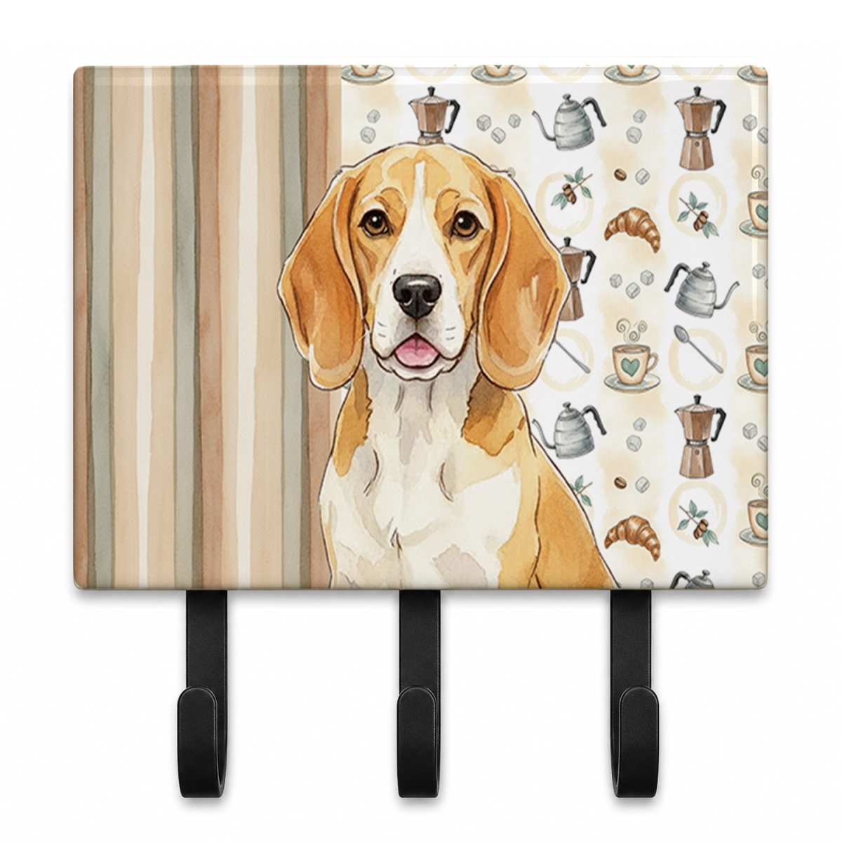 WDK7300TH68 9 x 6 in. Lemon & White Beagle Coffee Bar Leash or Key Holder