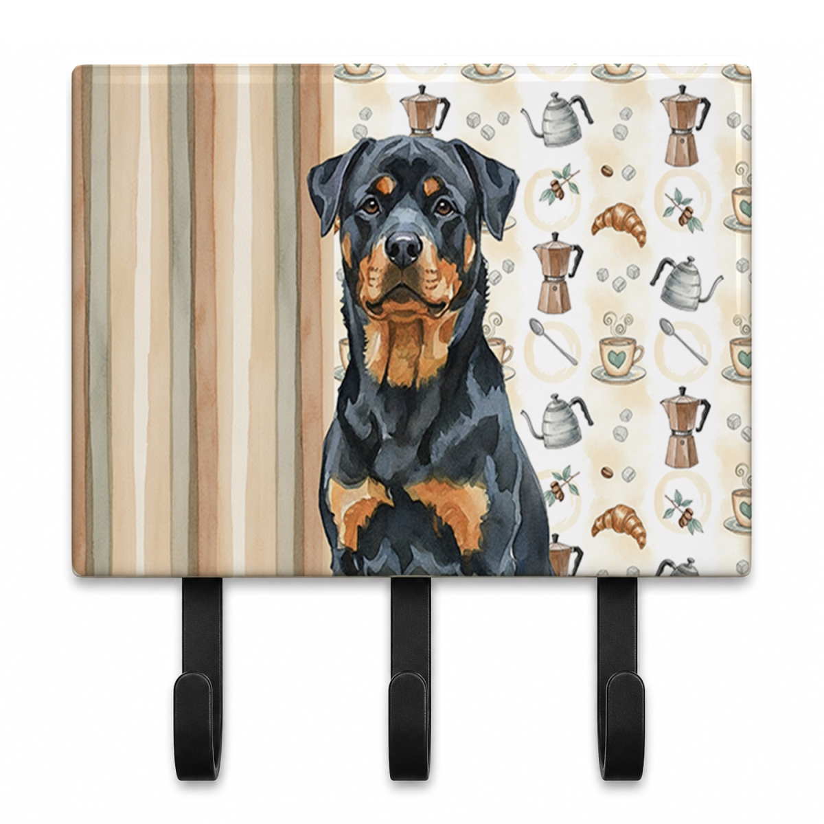 WDK7587TH68 9 x 6 in. Rottweiler Coffee Bar Leash or Key Holder