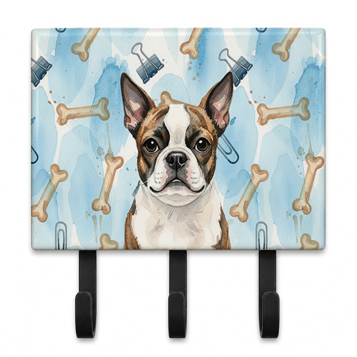DAC9192TH68 9 x 6 in. Brindle Boston Terrier Coworker Leash or Key Holder