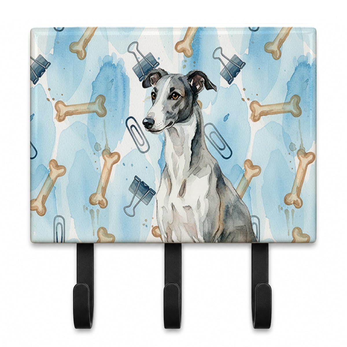 DAC9320TH68 9 x 6 in. Black & White Greyhound Coworker Leash or Key Holder
