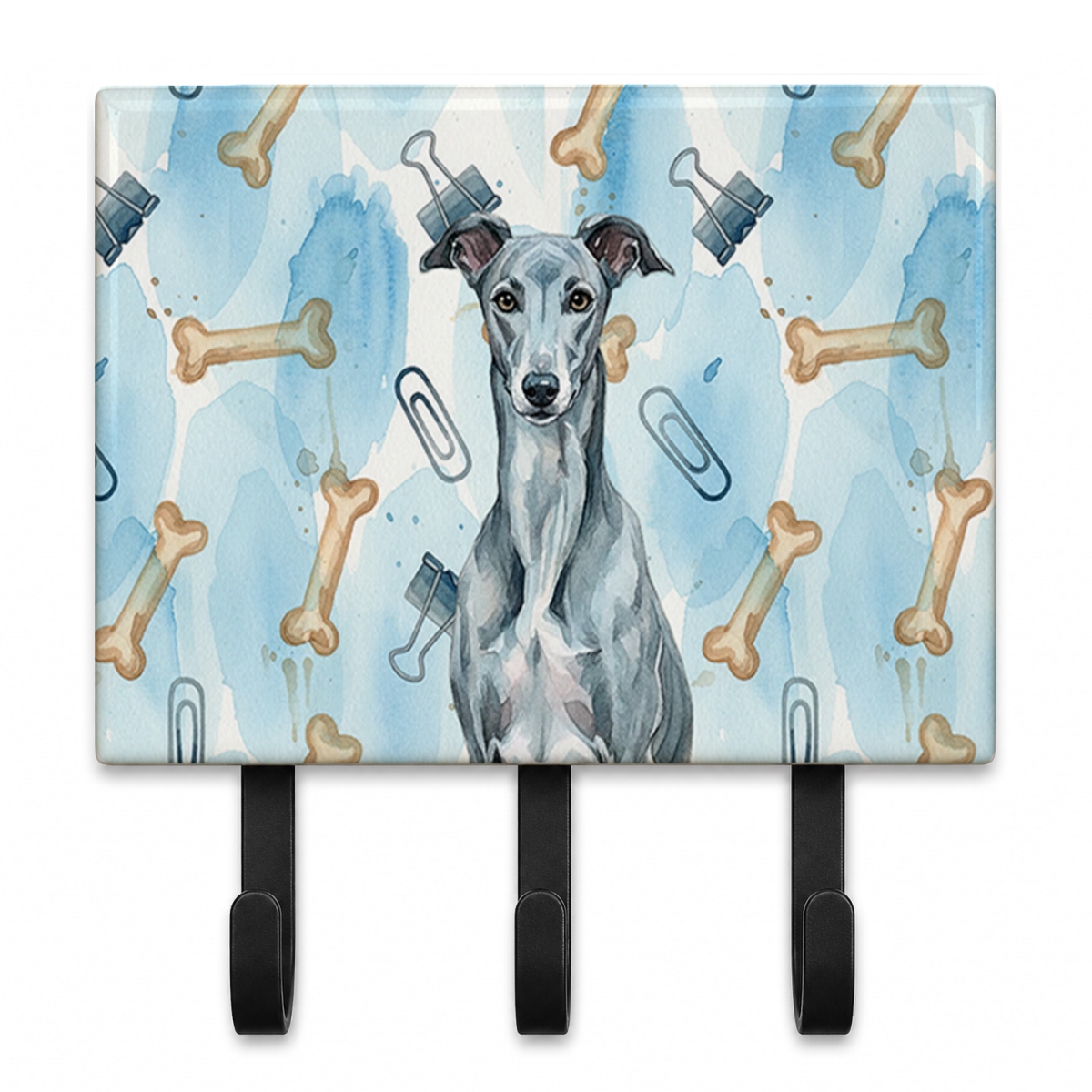 DAC9322TH68 9 x 6 in. Blue Brindle Greyhound Coworker Leash or Key Holder