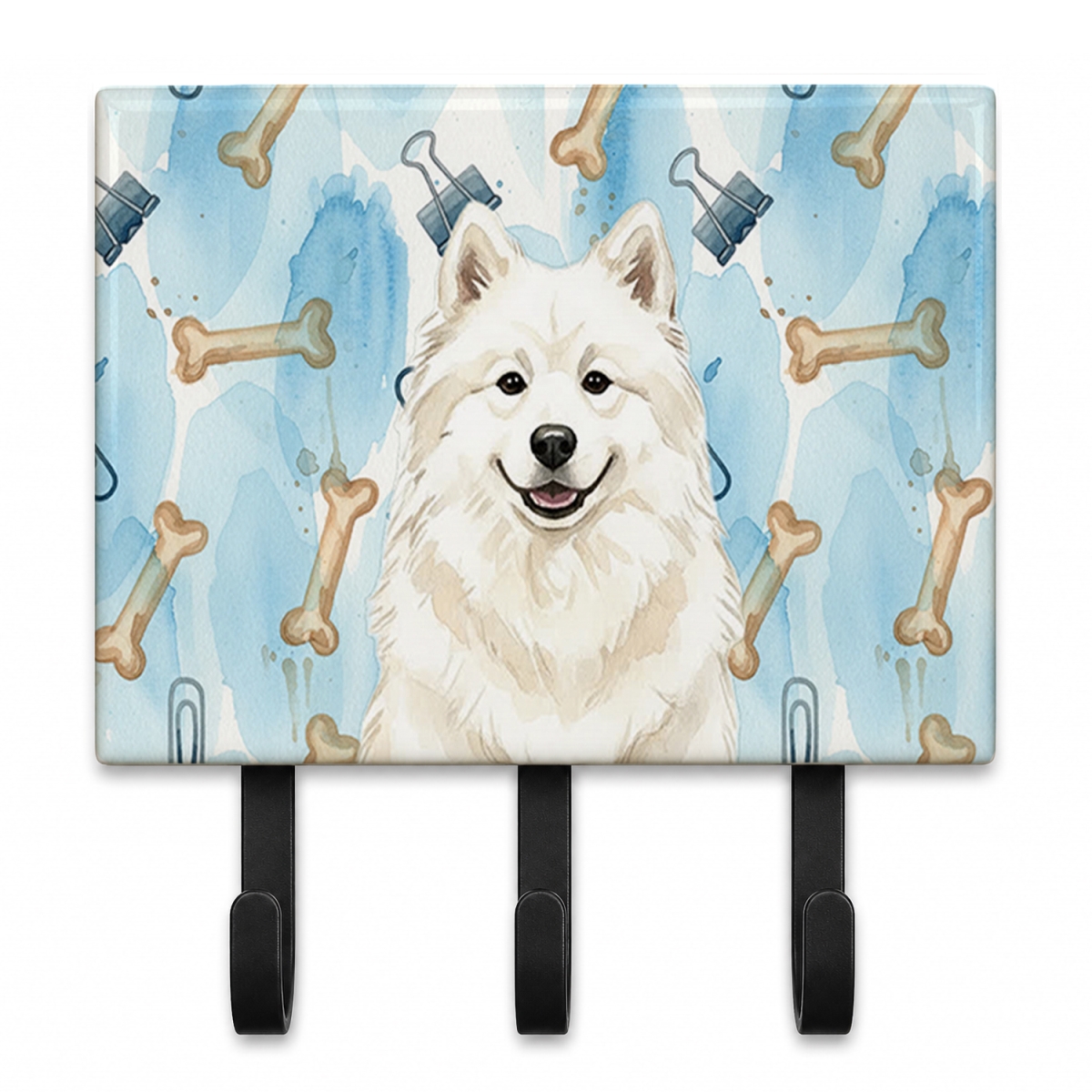 DAC9459TH68 9 x 6 in. Cream Samoyed Coworker Leash or Key Holder
