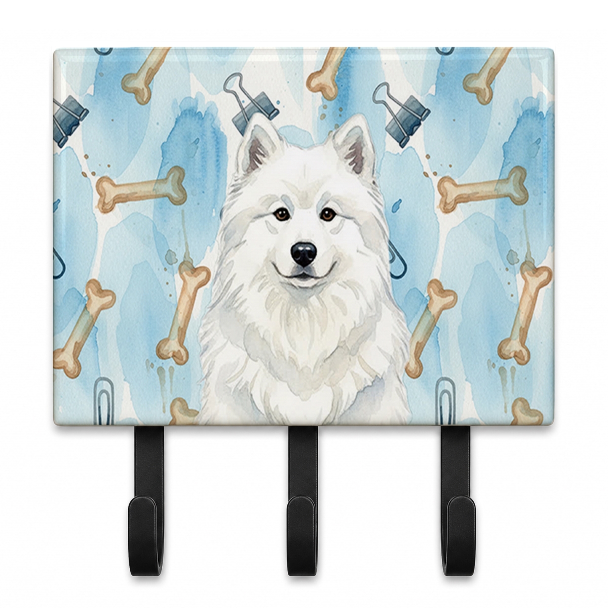 DAC9460TH68 9 x 6 in. White Samoyed Coworker Leash or Key Holder