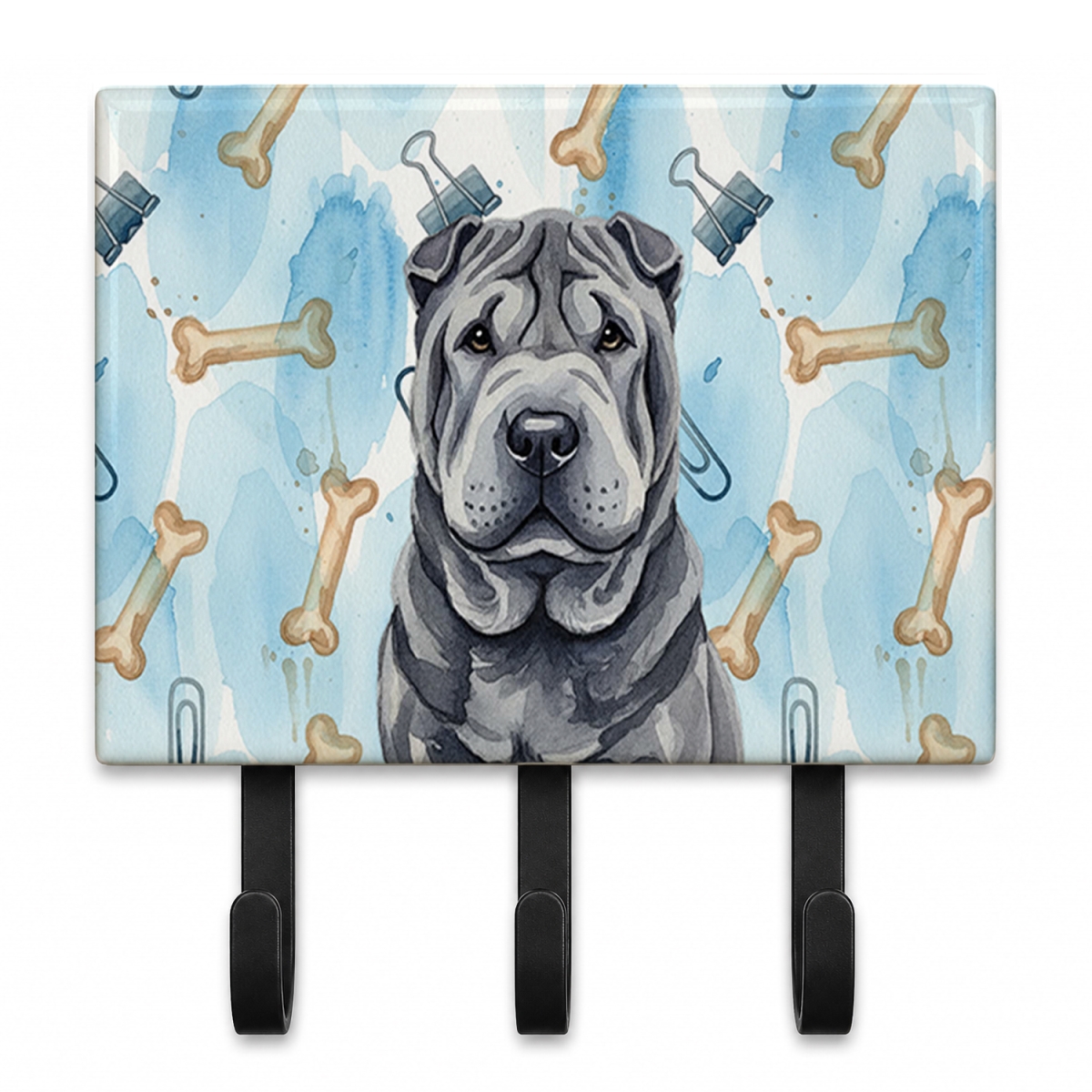 DAC9468TH68 9 x 6 in. Black Shar Pei Coworker Leash or Key Holder