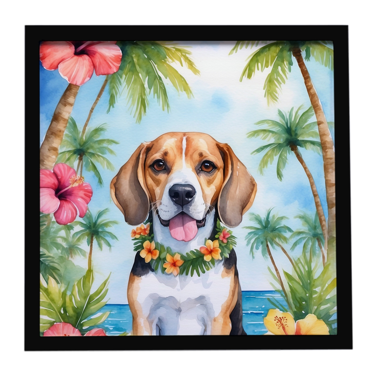 DAC6362MFP88 8 x 8 in. Beagle Luau Framed Metal Print